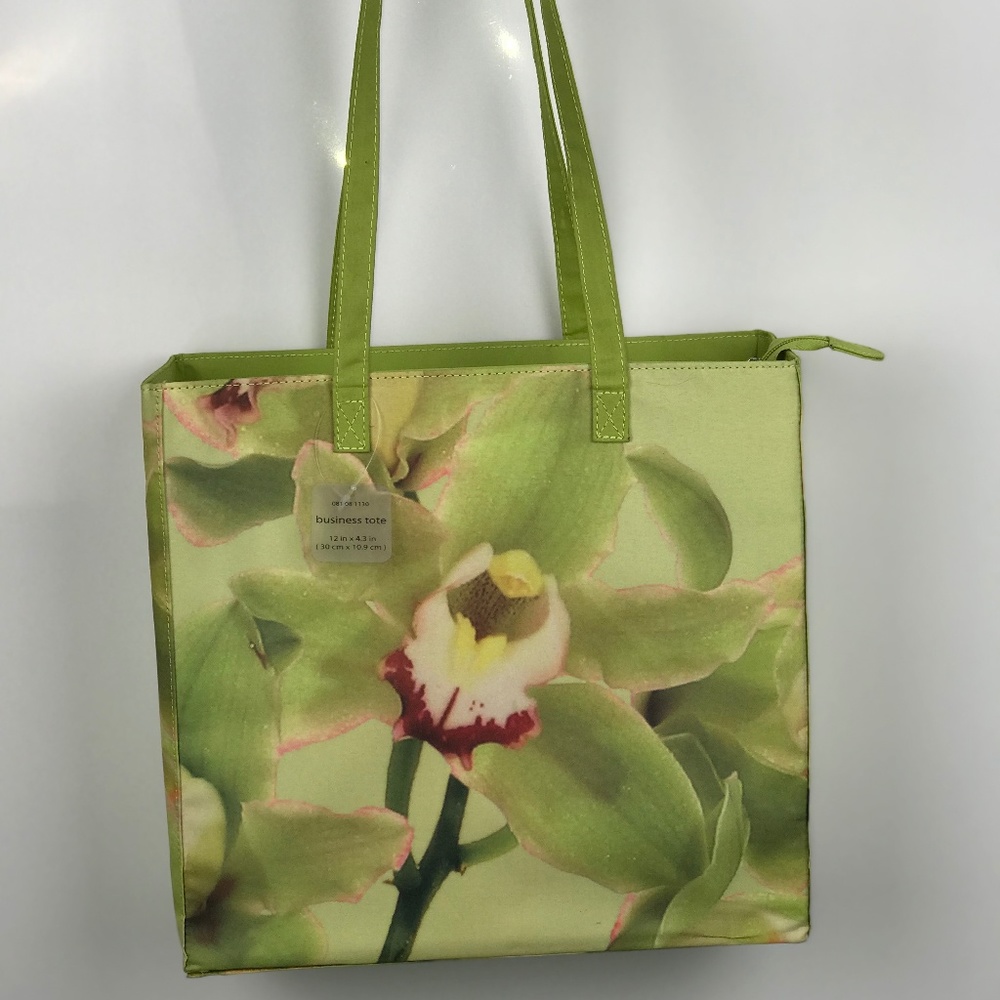 Lime Multi Colors Floral Design Tote